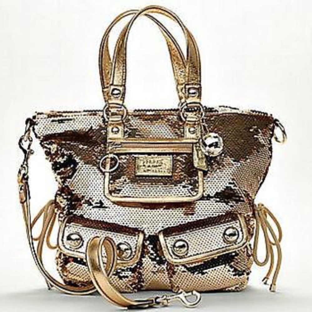 Coach Poppy Gold Sequin Spotlight Bag